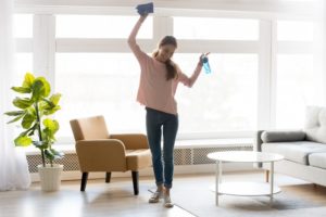 Woman Happy About A Clean Home