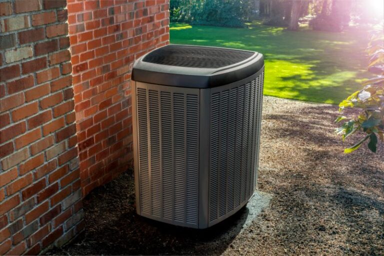 heat pump located in the back yard
